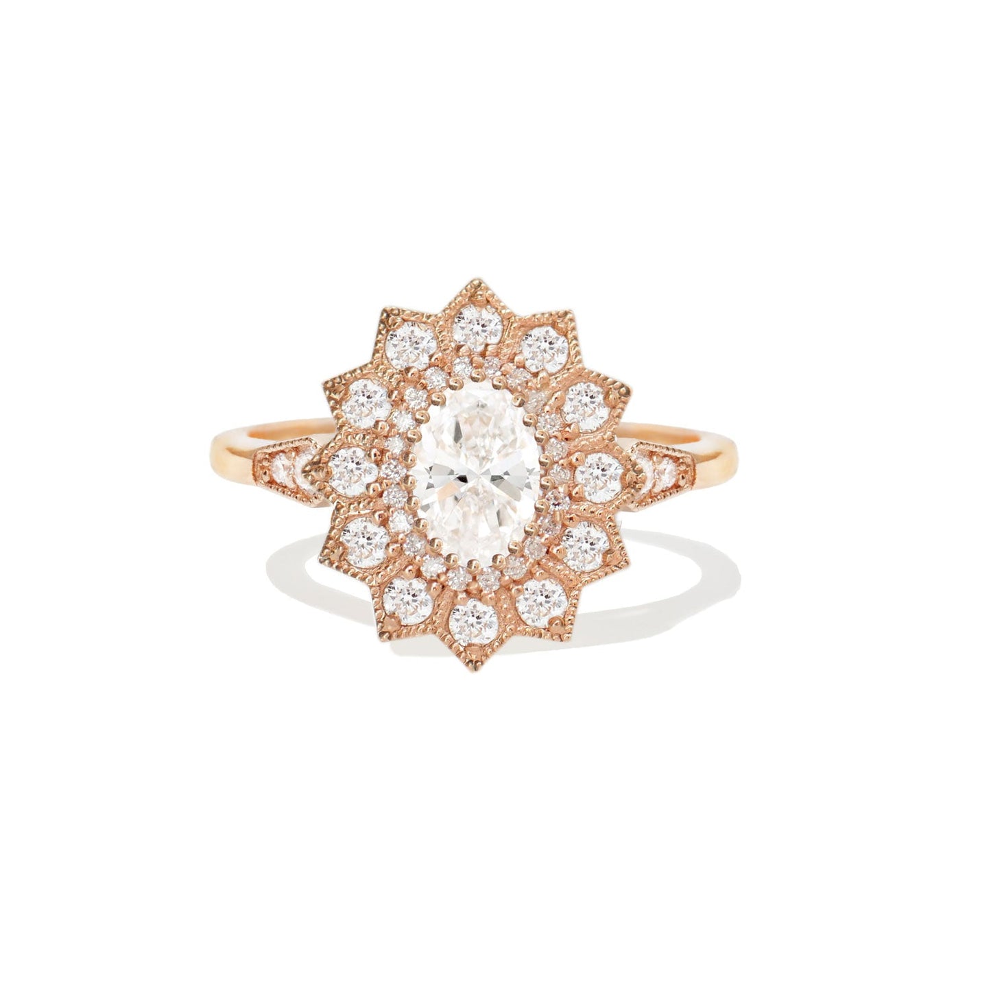 0.75 Ct Oval Cut Moissanite Diamond Vintage Engagement Ring