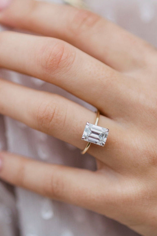 2.60CT Emerald Cut Moissanite Solitaire Engagement Ring - Eurus engagement rings