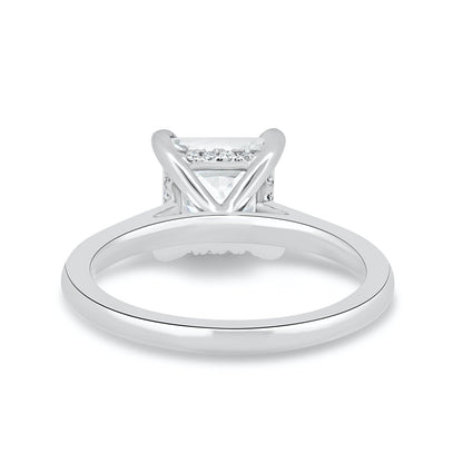 1.90CT Princess Cut Hidden Halo Moissanite Engagement Ring