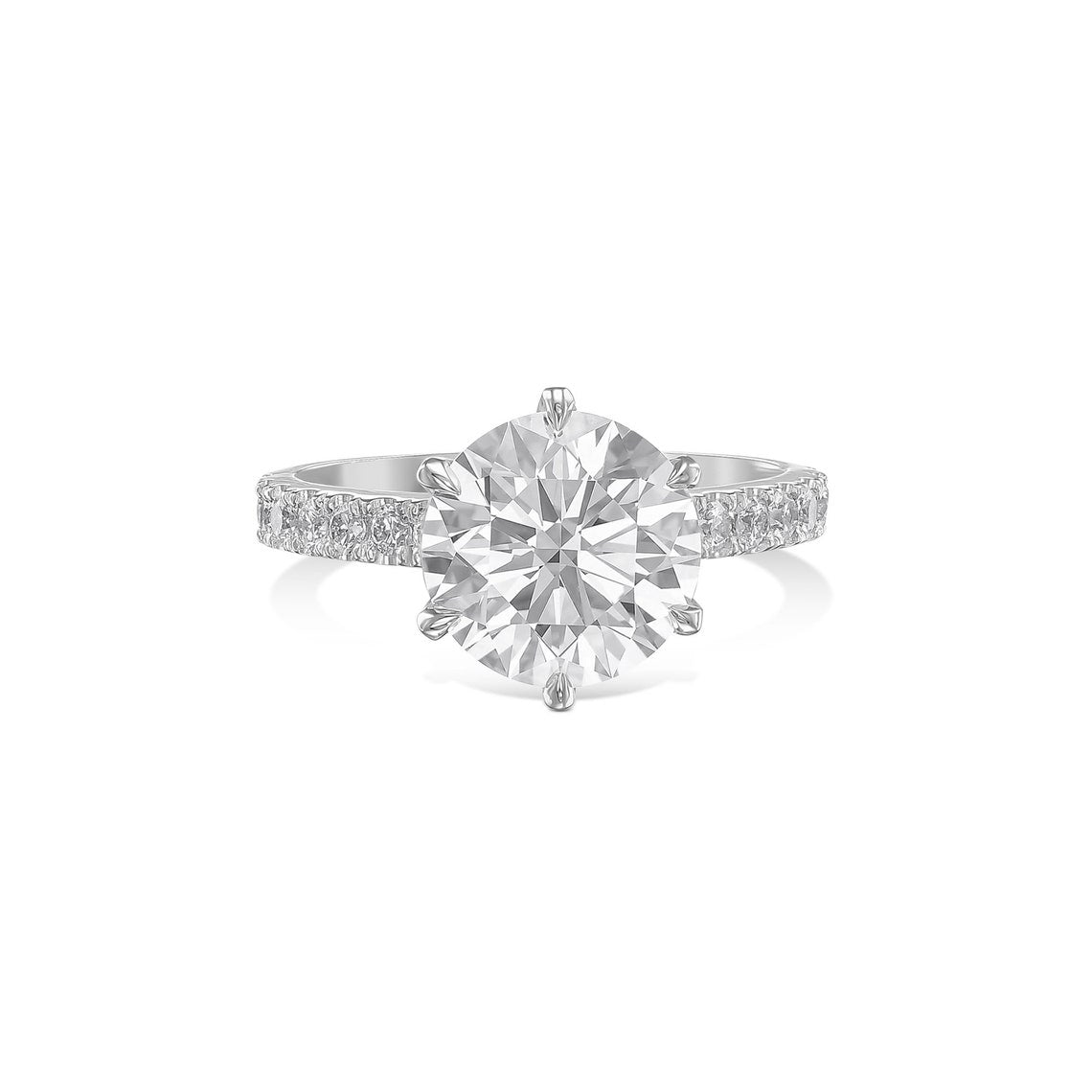 4.35CT Round Cut Moissanite Pave Setting Engagement Ring - Eurus engagement rings