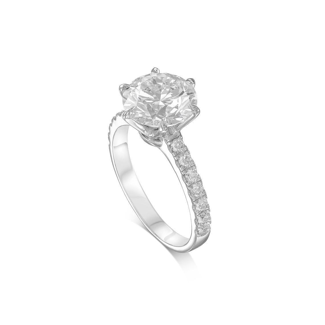 4.35CT Round Cut Moissanite Pave Setting Engagement Ring - Eurus engagement rings