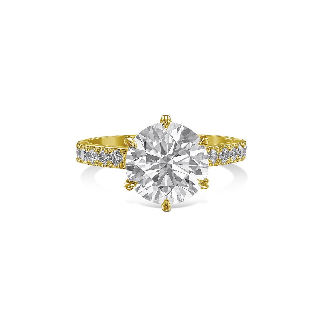 4.35CT Round Cut Moissanite Pave Setting Engagement Ring - Eurus engagement rings