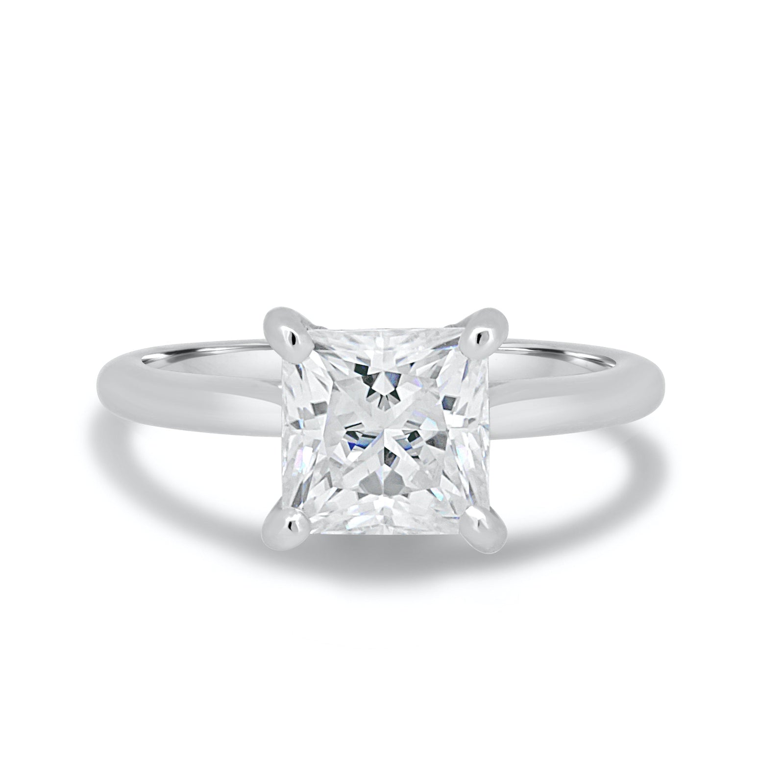 1.90CT Princess Cut Hidden Halo Moissanite Engagement Ring