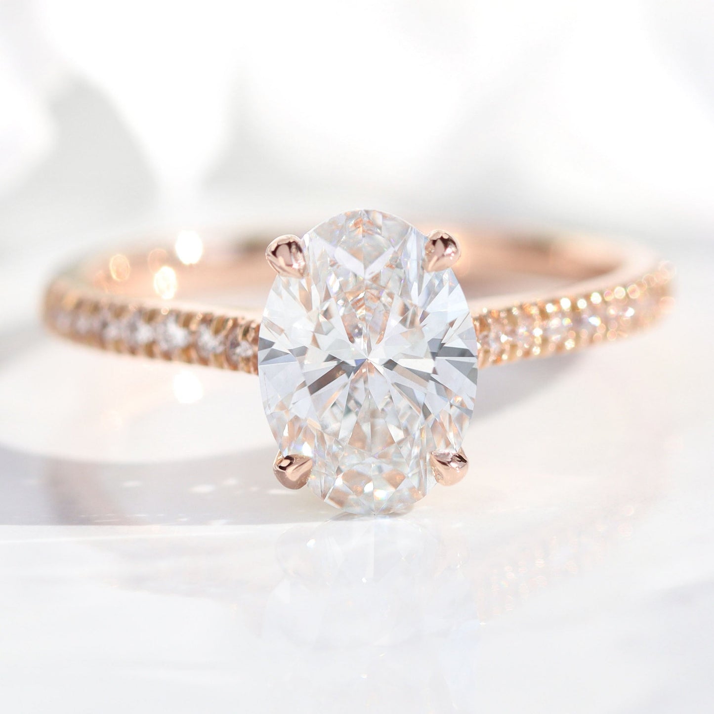 Oval Cut Moissanite Bridal Engagement Ring Set For Her Stackable Ring