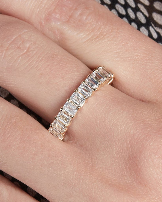 4.50CTW Emerald Cut Full Eternity Stacking Wedding Band - Eurus engagement rings