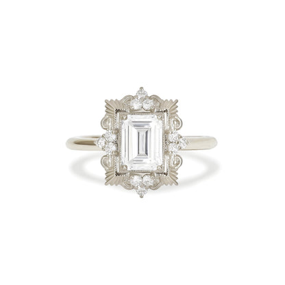 2.0 Ct Emerald Cut Moissanite Diamond Vintage Engagement Ring