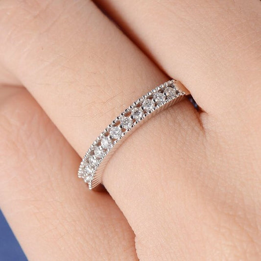 0.16CTW Round Brilliant Cut Channel Set Half Eternity Wedding Band - Eurus engagement rings