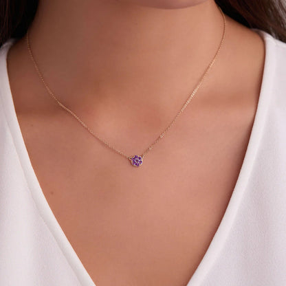 0.85CT Round Amethyst Diamond Necklace, February Birthstone Necklace, Gift For Her, Woman Necklace, Engagement Gift, Anniversary Gift, Charm Necklace