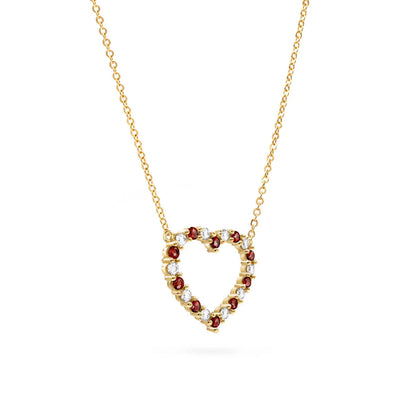 1.21CT Round Garnet Diamond Necklace, January Birthstone Necklace, Heart Necklace, Gift For Wife, Gift Fr Her, Valentine Gift, Promise Gift