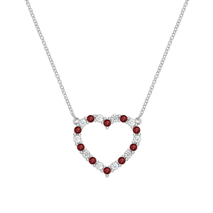 1.21CT Round Garnet Diamond Necklace, January Birthstone Necklace, Heart Necklace, Gift For Wife, Gift Fr Her, Valentine Gift, Promise Gift