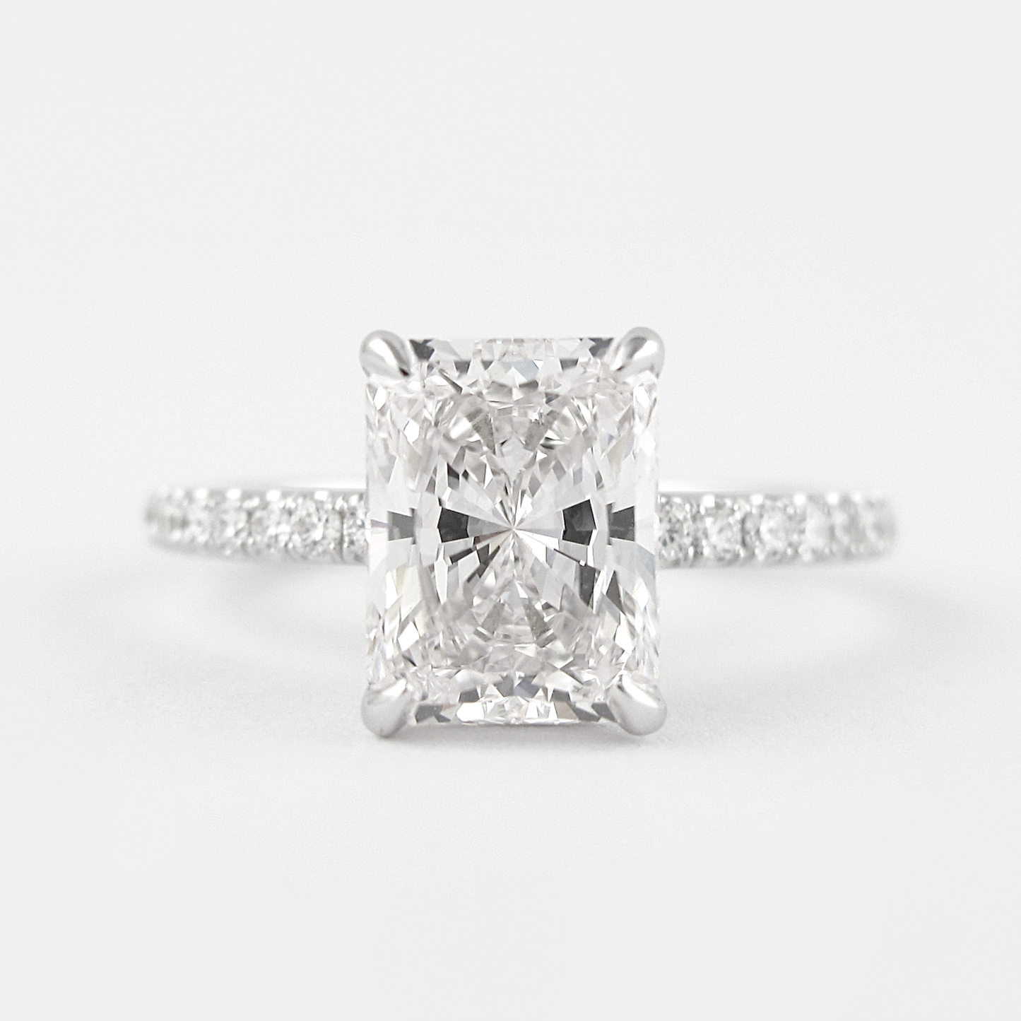 1.80CT Radiant Cut Hidden Halo Moissanite Engagement Ring