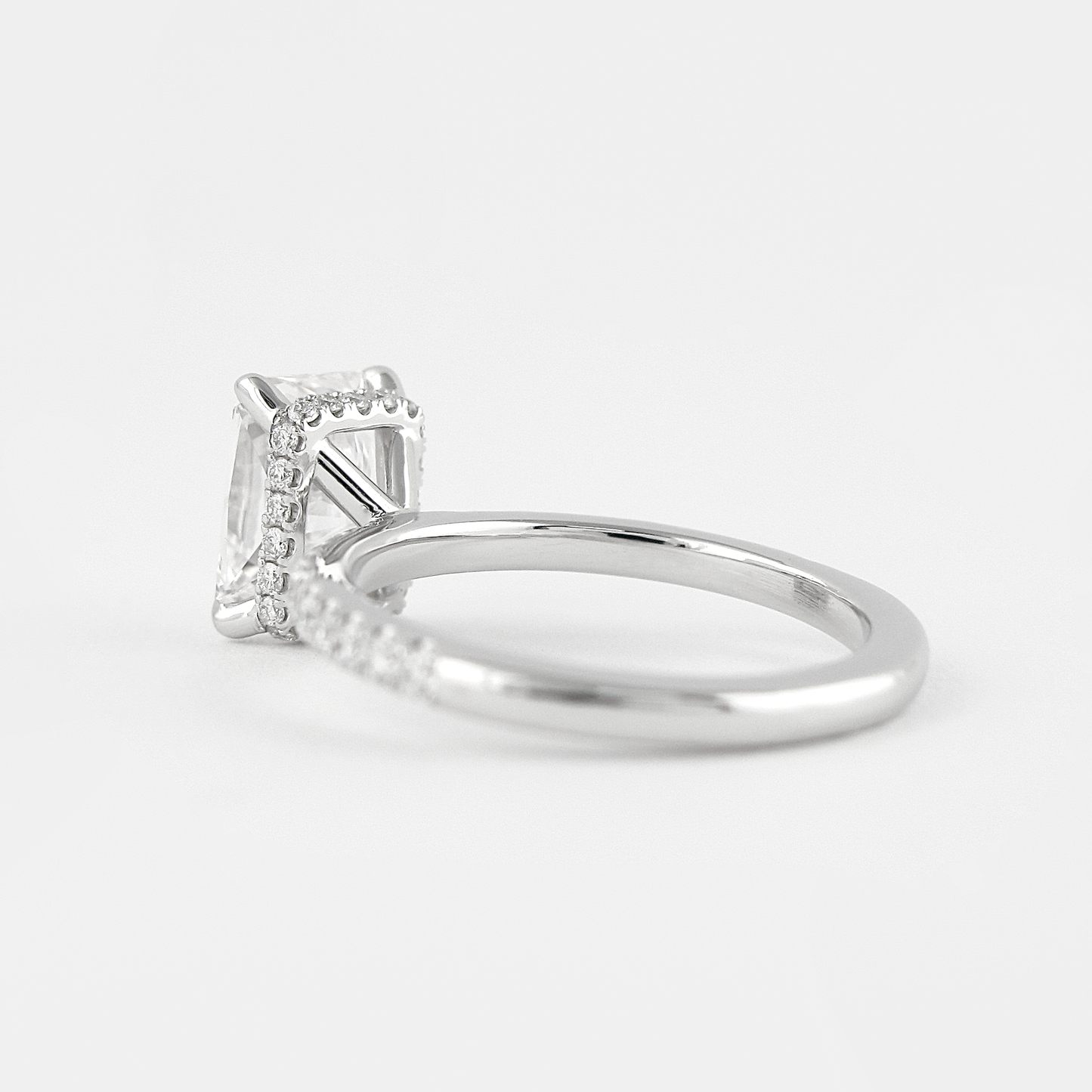 1.80CT Radiant Cut Hidden Halo Moissanite Engagement Ring