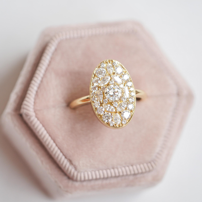 0.35 Ct Round Cut Moissanite Diamond Oval Shape Vintage Engagement Ring