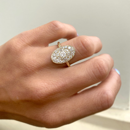 0.35 Ct Round Cut Moissanite Diamond Oval Shape Vintage Engagement Ring