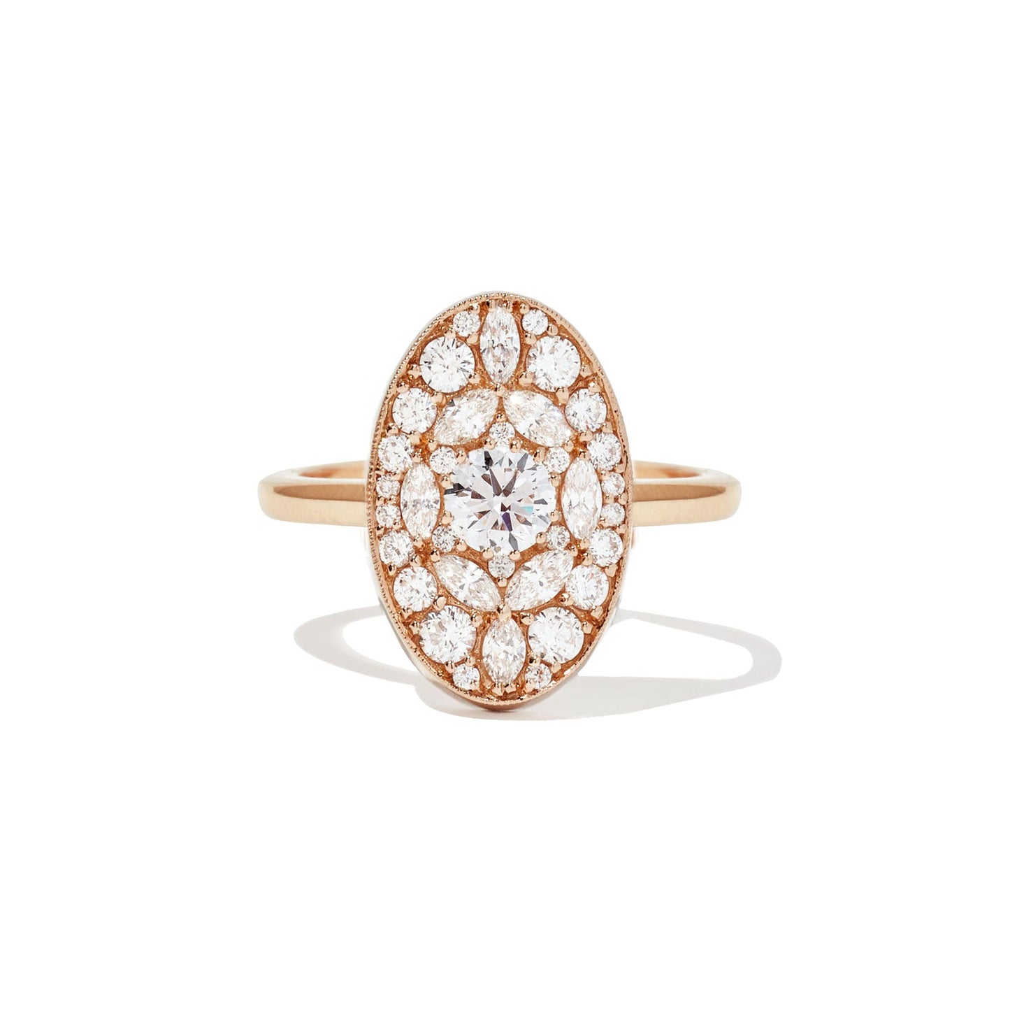 0.35 Ct Round Cut Moissanite Diamond Oval Shape Vintage Engagement Ring
