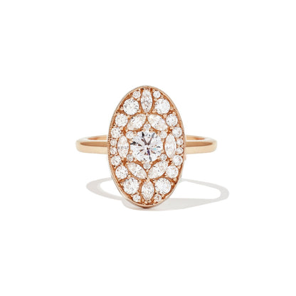 0.35 Ct Round Cut Moissanite Diamond Oval Shape Vintage Engagement Ring