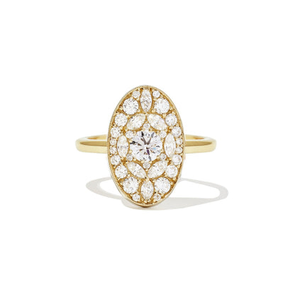 0.35 Ct Round Cut Moissanite Diamond Oval Shape Vintage Engagement Ring
