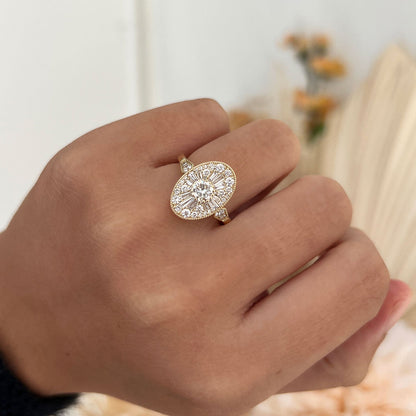 0.35 Ct Round Cut Moissanite Diamond Vintage Engagement Ring