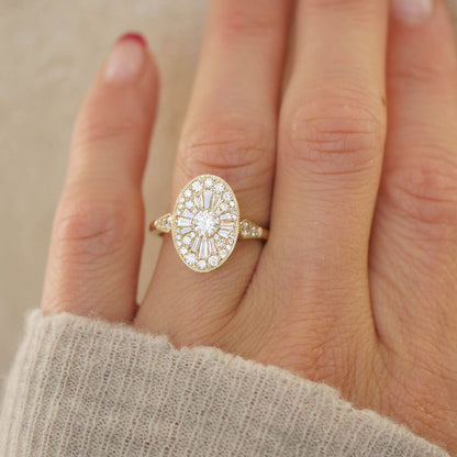 0.35 Ct Round Cut Moissanite Diamond Vintage Engagement Ring