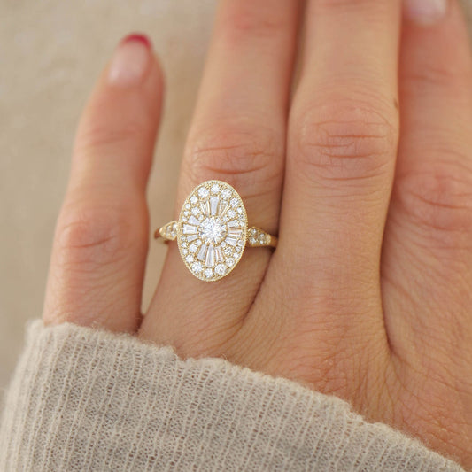 0.35 Ct Round Cut Moissanite Diamond Vintage Engagement Ring