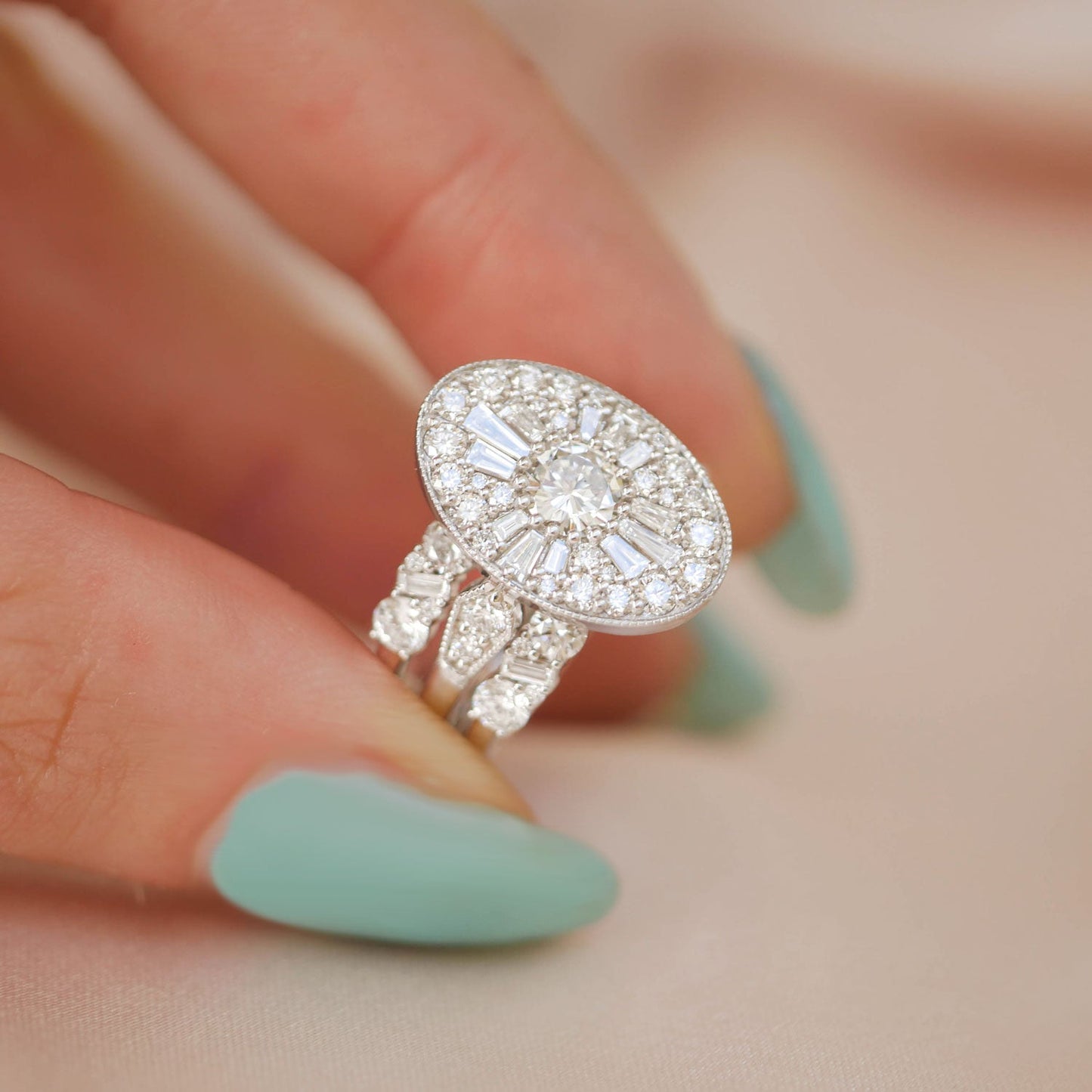 0.35 Ct Round Cut Moissanite Diamond Vintage Engagement Ring