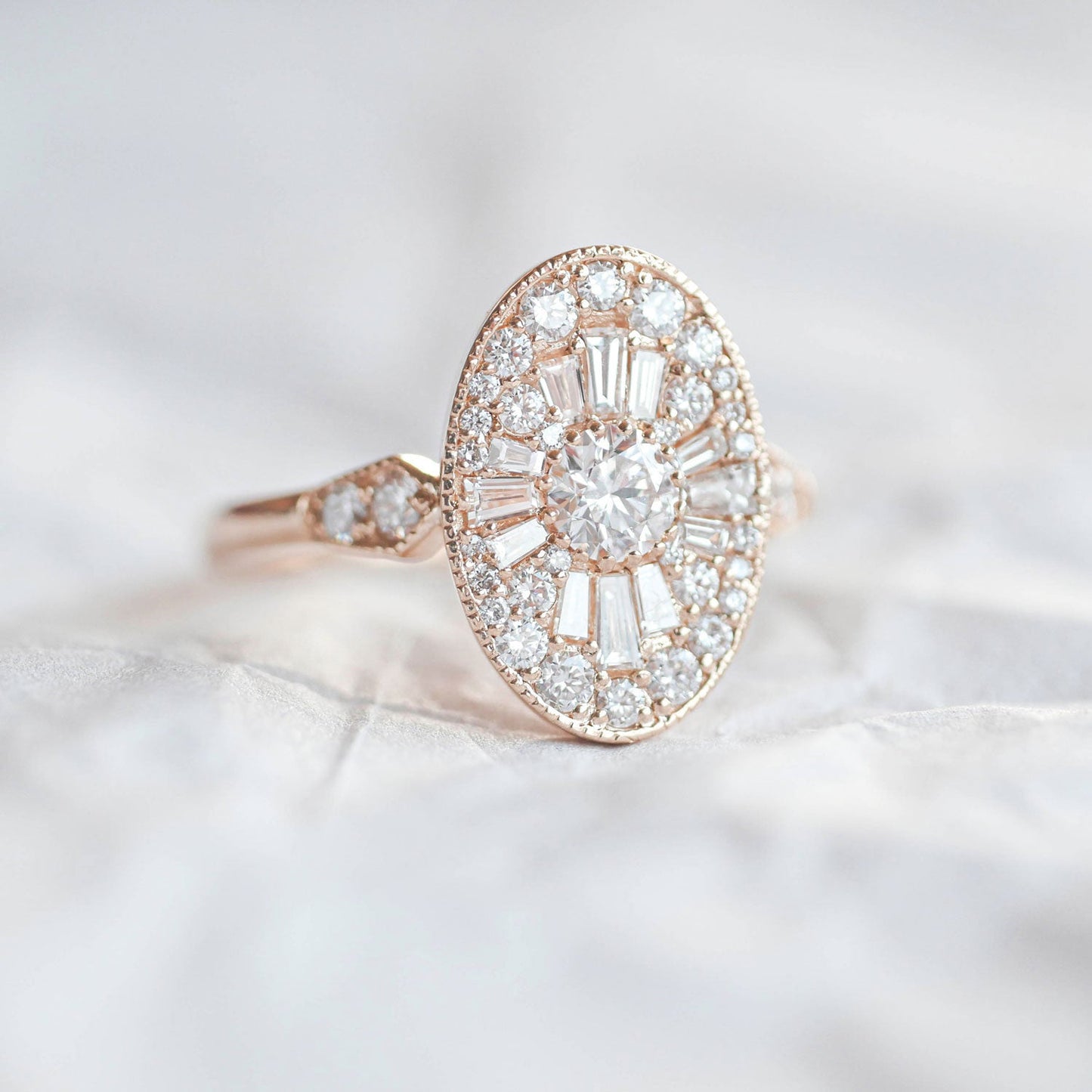 0.35 Ct Round Cut Moissanite Diamond Vintage Engagement Ring
