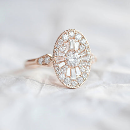 0.35 Ct Round Cut Moissanite Diamond Vintage Engagement Ring