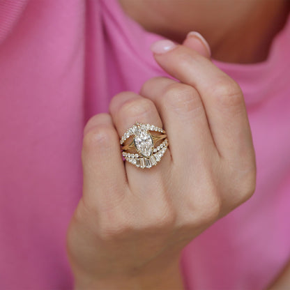 2.5 Ct Marquise Cut Moissanite Diamond Solitaire Engagement Ring