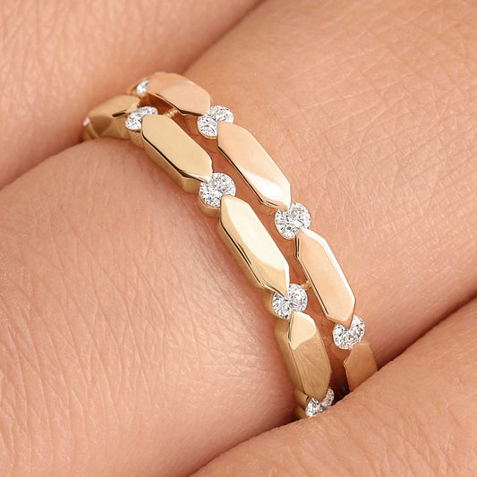 Round Shaped Moissanite Minimalist Band Unique Bands For Womens' Wedding Bands