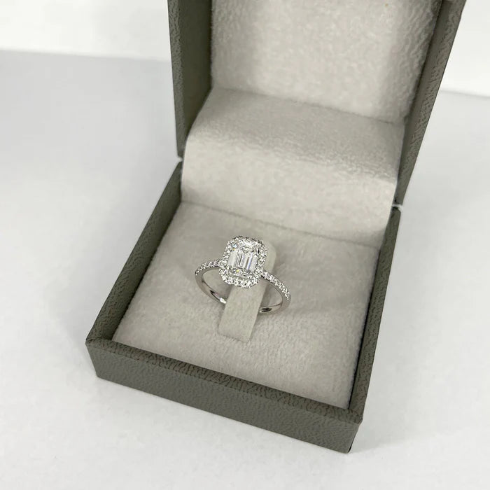 1.75 CT Emerald Cut Moissanite Halo Engagement Ring - Eurus engagement rings