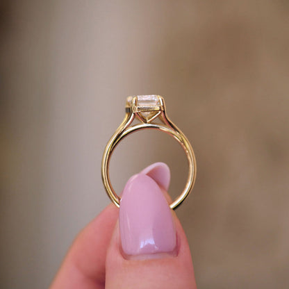 2.5 Ct Emerald Cut Moissanite Diamond Solitaire Engagement Ring