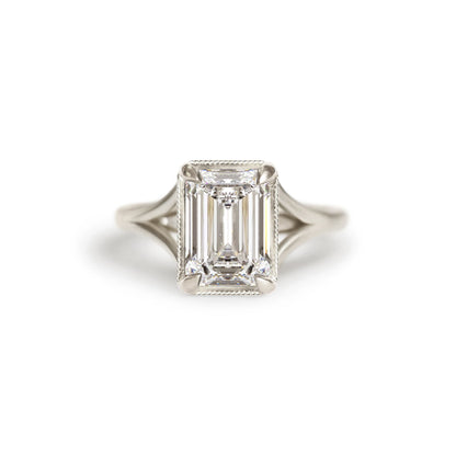2.5 Ct Emerald Cut Moissanite Diamond Solitaire Engagement Ring