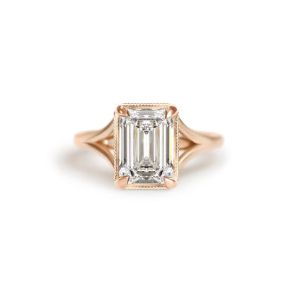 2.5 Ct Emerald Cut Moissanite Diamond Solitaire Engagement Ring