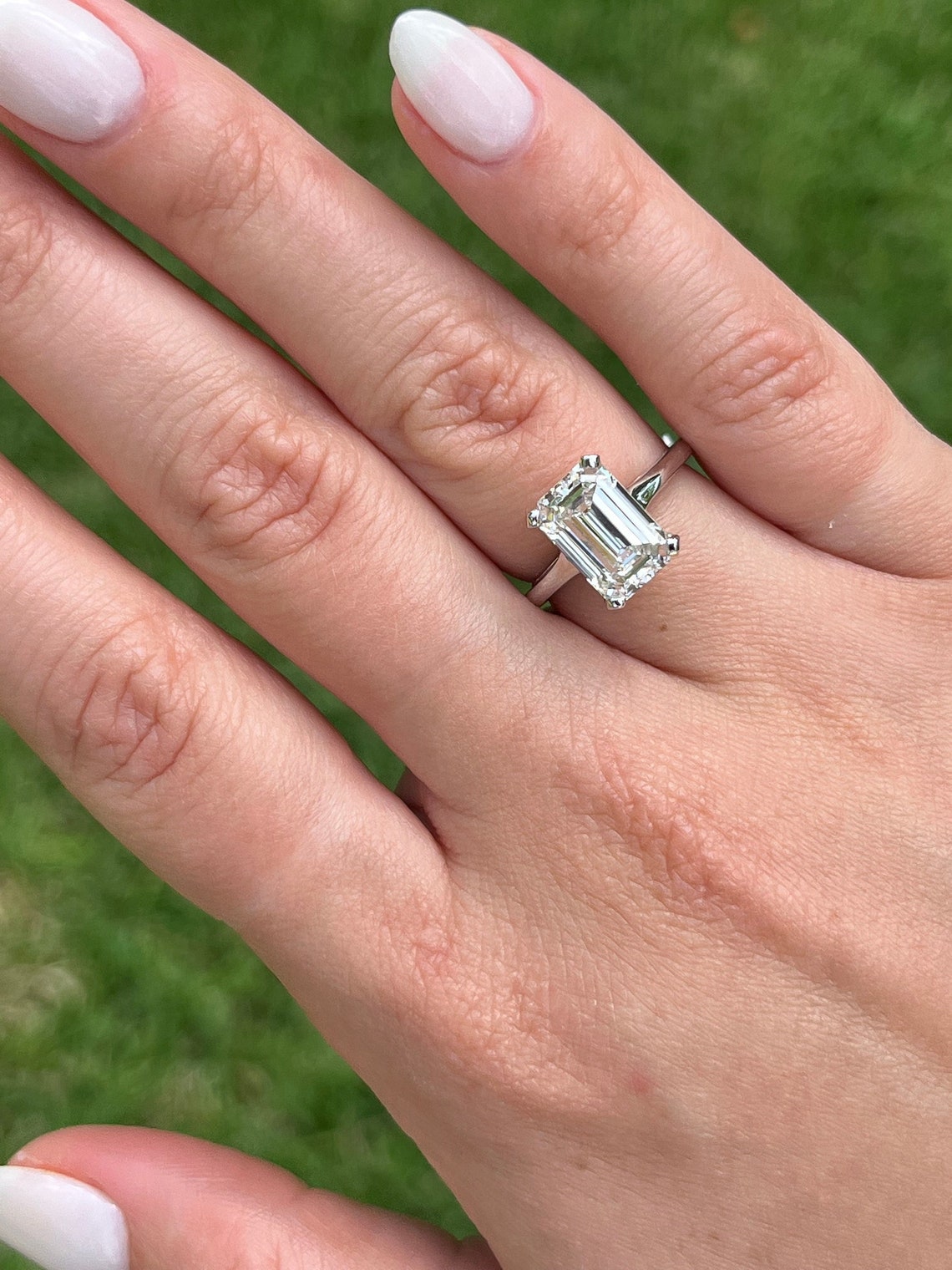 3.41 CT Emerald Cut Moissanite Solitaire Engagement Ring - Eurus engagement rings