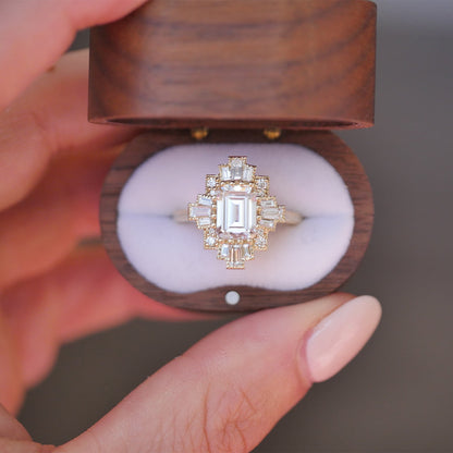 1.75 Ct Emerald Cut Moissanite Diamond Vintage Engagement Ring