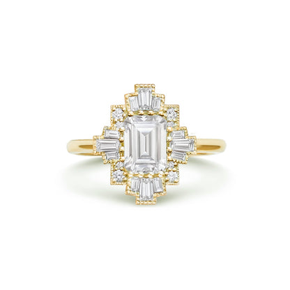 1.75 Ct Emerald Cut Moissanite Diamond Vintage Engagement Ring