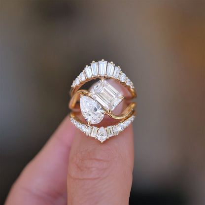 3.5 Ct Toi Et Moi Moissanite Diamond Solitaire Engagement Ring