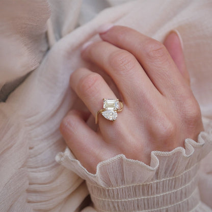 3.5 Ct Toi Et Moi Moissanite Diamond Solitaire Engagement Ring