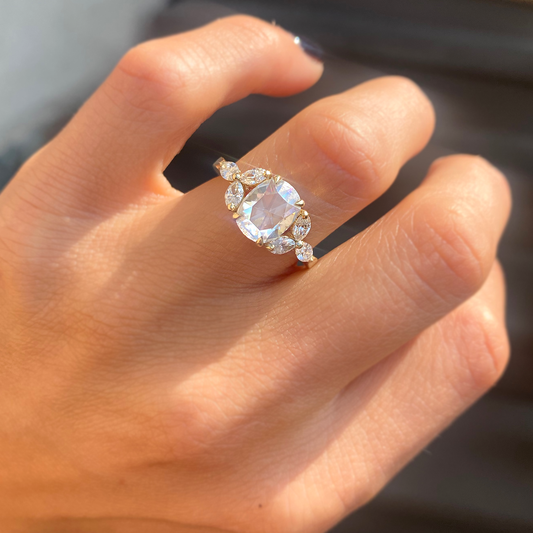 3.0 Ct Antique Cushion Cut Moissanite Diamond Engagement Ring
