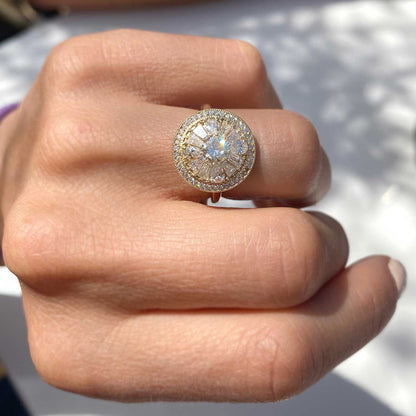0.38 Ct Antique Round Cut Moissanite Diamond Vintage Engagement Ring