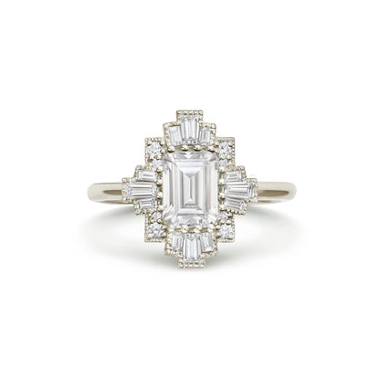 1.75 Ct Emerald Cut Moissanite Diamond Vintage Engagement Ring