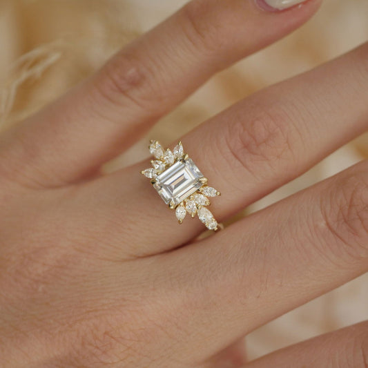 2.5 Ct Emerald Cut Moissanite Diamond Engagement Ring For Her