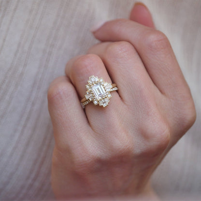 1.75 Ct Emerald Cut Moissanite Diamond Vintage Engagement Ring