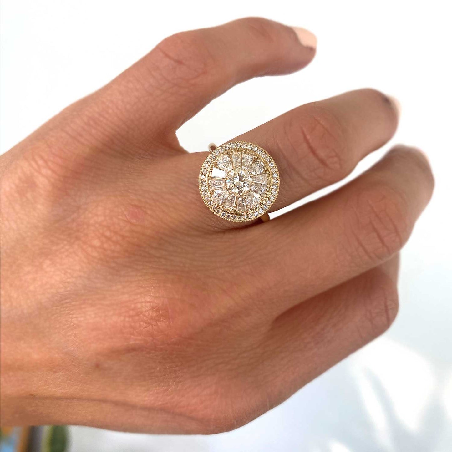 0.38 Ct Antique Round Cut Moissanite Diamond Vintage Engagement Ring