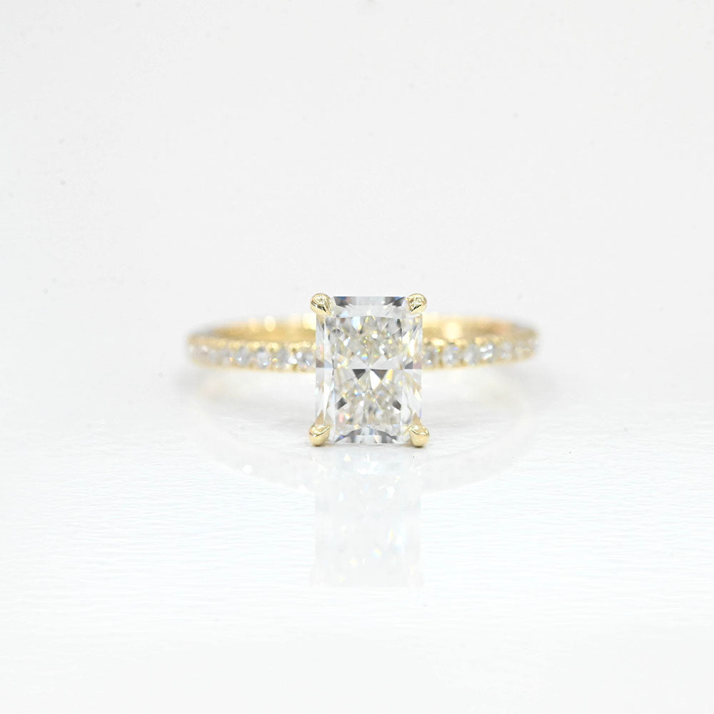 1.50 CT Radiant Cut Moissanite Hidden Halo Pave Setting Engagement Ring - Eurus engagement rings