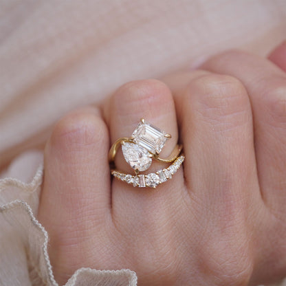 3.5 Ct Toi Et Moi Moissanite Diamond Solitaire Engagement Ring