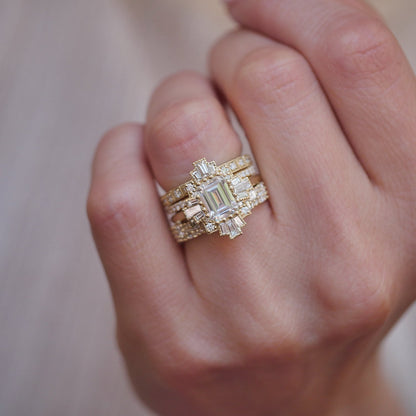 1.75 Ct Emerald Cut Moissanite Diamond Vintage Engagement Ring