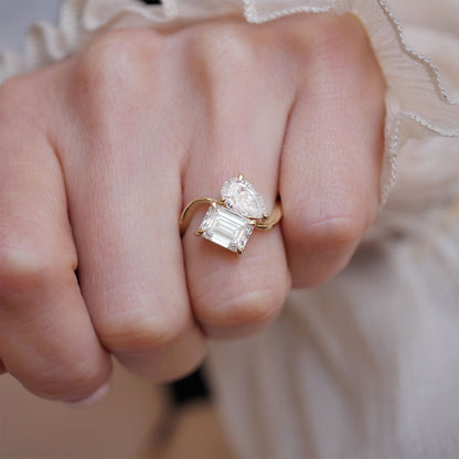 3.5 Ct Toi Et Moi Moissanite Diamond Solitaire Engagement Ring