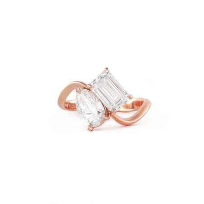 3.5 Ct Toi Et Moi Moissanite Diamond Solitaire Engagement Ring