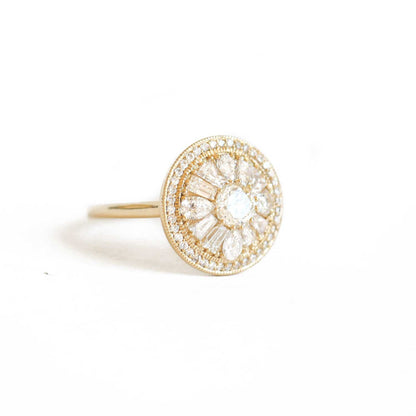 0.38 Ct Antique Round Cut Moissanite Diamond Vintage Engagement Ring
